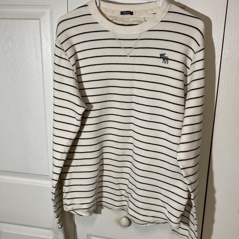 Vintage Abercrombie & Fitch Knit Long Sleeve Striped Muscle Shirt Sz: XL